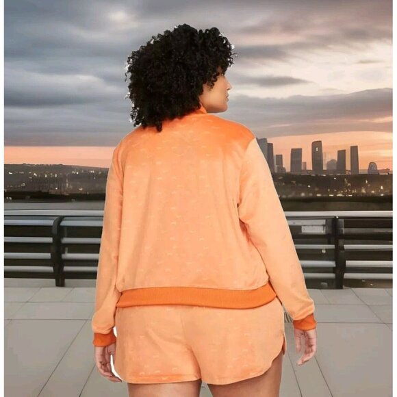 Nike Air Velour Jacket Orange Full Zip Signature Logo Long Sleeve Women's Sz 2X - Picture 2 of 6